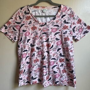 Sundance scoop neck butterfly print tee size M novelty boho